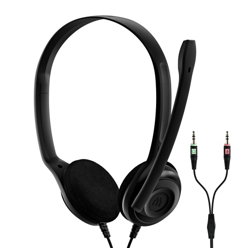 Sennheiser PC 3 Chat - Casti On-Ear Rezistente PC, Casti cu Fir, Microfon cu Anulare a Zgomotului, Usor de Conectat, Sunet Stereo, Pentru Apeluri Online, Predare si Jocuri, Negru