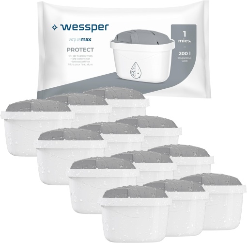 Set 12 filtre de apa Wessper AquaMax Protect Compatibile Brita Maxtra Eliminare Clor si Calcar