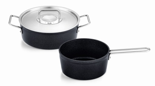 Set de cratite din aluminiu Fissler Adamant, 2 bucati, acoperite cu capac metalic, antiaderente (1 caserola, 1 cratita) - inductie