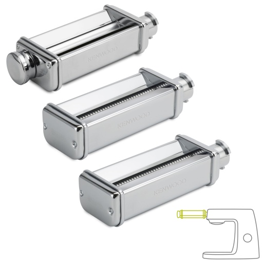 Set de paste Kenwood MAX980ME accesorii pentru robot de bucatarie Kenwood, masina electrica de paste cu rola de lasagna si atasament pentru spaghete si fettuccine, otel inoxidabil, argintiu