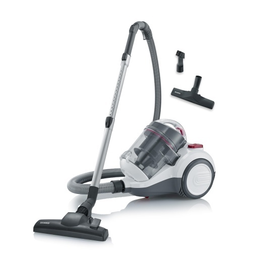 SEVERIN Aspirator ciclon fara sac, aspirator de podea pentru putere de aspirare constanta, aspirator fara sac, 800 W, raza de functionare 9 m, 79 dB, volum 2,1 L, alb-rosu-antracit, CY 7088