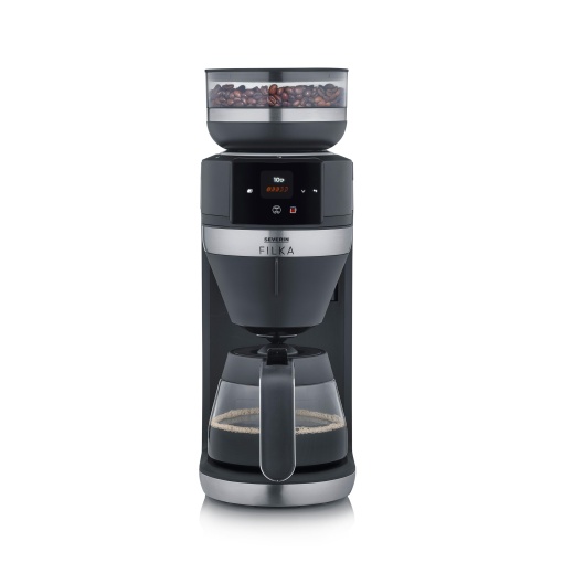 SEVERIN FILKA aparat complet automat pentru cafea la filtru aparat de cafea cu filtru 5 in 1 cu afisaj LED rasnita cu ulcior de sticla negru-matotel i