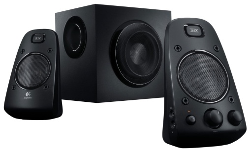 Sistem de difuzoare Logitech Z623 cu subwoofer, bas bogat, putere de varf de 400 de wati, certificat THX, intrari de 3,5 mm si RCA, multi-dispozitiv, mufa UE, PC/PS4/Xbox/TV/smartphone/tableta - Negru