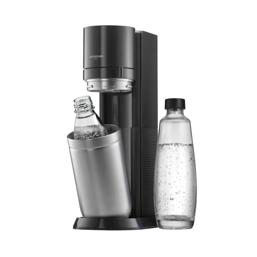 SodaStream Soda Maker DUO Changeover| incl. 1 sticla de sticla de 1 l si 1 sticla de plastic FUSE de 1 litr (poate fi spalata in masina de spalat vase) | Culoare: Titan