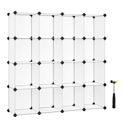 SONGMICS Suport pentru pantofi set de 16 cuburi sistem de rafturi raft cub DIY stivuibil din plastic PP ca suport pentru haine separator de camera pen