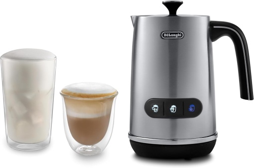 Spumant electric de lapte De'Longhi LatteMix EMF3. M, pentru lapte cald si rece si alternative pe baza de plante, curatare usoara, capac transparent, 3 butoane, 250ml, alb