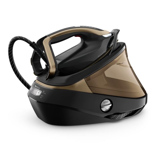 Statie de calcat cu abur Tefal GV9820 Pro Express Vision | Lumina LED inteligenta pe fier de calcat | Presiune puternica de 9 bari | 180 g/min abur | 750 g/min explozie de abur suplimentara | Sistem anticalcar | Negru/Maro