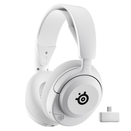 SteelSeries Arctis Nova 5P Wireless - Casti pentru jocuri multi-sistem -PS5,Switch 2,PC - Drivere magnetice din neodim -Peste 100 de presetari audio -Durata de viata a bateriei de 60H -2.4GHz sau BT -ClearCast Gen2.X-Mikr -Alb