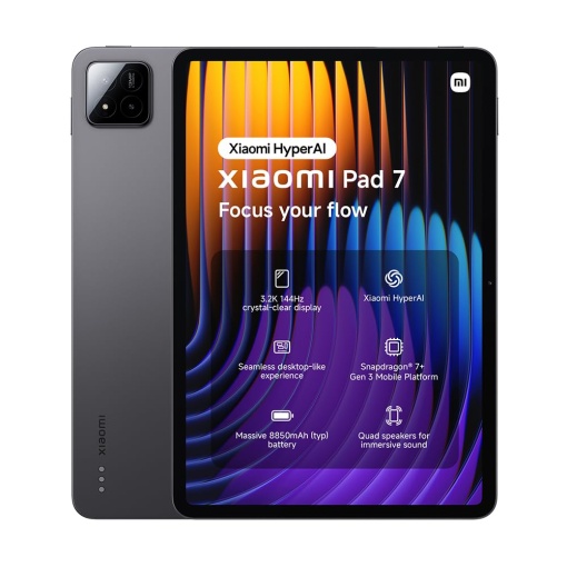 Tableta Xiaomi Pad 7, 11,2 inchi, 8+256 GB, gri, ecran 3,2K 144 Hz, Snapdragon 7+ Gen 3, baterie de 8850 mAh, TurboCharge de 45 W, HyperAI, difuzoare cvadruple, experienta perfecta asemanatoare desktopului