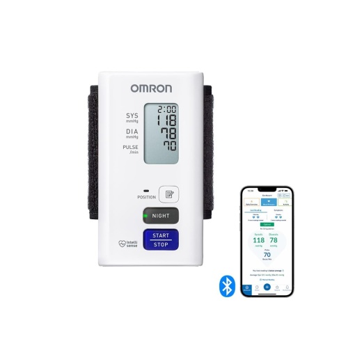Tensiometru OMRON NightView la incheietura mainii, masurare validata clinic, silentioasa si convenabila, cu functie de masurare automata pe timp de noapte (dupa 4 ore, la 2 si 4 dimineata), aplicatie gratuita pentru smartphone