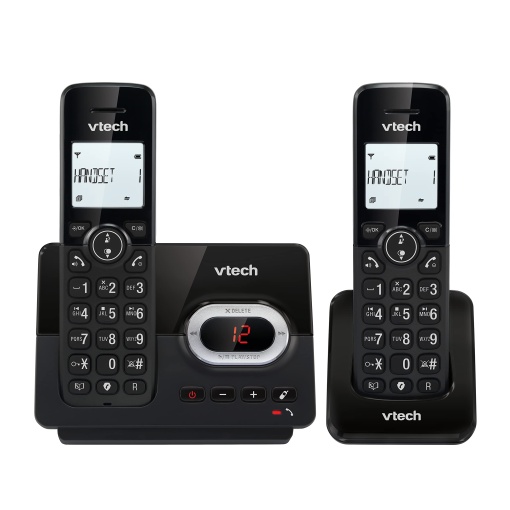 VTech CS2051 Telefon fara fir cu robot telefonic si 2 telefoane, Mod ECO+, Telefon pentru seniori Blocarea apelurilor telefonice fixe, Functie hands-free, Butoane mari, Afisaj cu 1 linie, Negru