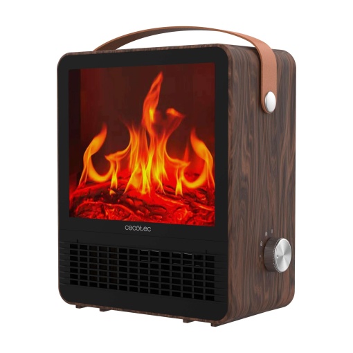 Aeroterma Cecotec ReadyWarm 1500 Ceramic Flames 1500W Flacara decorativa Termostat reglabil Negru