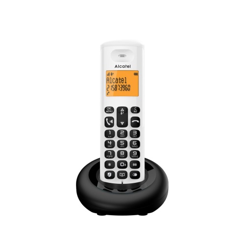 ALCATEL E260 - Telefon DECT fara fir - Design compact - Ecran mare iluminat din spate - Hands-free - Functie de blocare a apelurilor nedorite - Alb