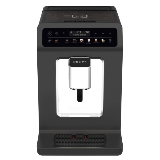 Aparat de cafea complet automat Krups Evidence One cu tub de lapte, 12 bauturi, functie de 2 cani, afisaj color, aparat de cafea, sigiliu TUV, negru, EA895N10, grafit Meteor