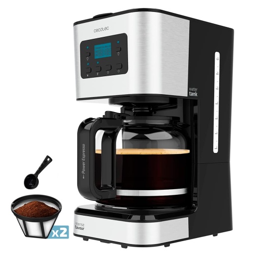 Aparat de cafea cu picurare programabil Cecotec Coffee 66 Smart Plus. 980 W, capacitate de 12 cani, tehnologie ExtemAroma, functie AutoClean, design din otel inoxidabil, ecran LCD, capacitate de 1,5 litri