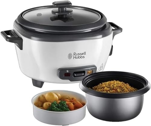 Aragaz de orez Russell Hobbs mic [mediu] 0,8 l incl. insertie pentru abur (functie de mentinere la cald, oala de gatit cu acoperire antiaderenta, lingura de orez si ceasca de masurare, aragaz lent pentru legume si peste etc.) 27030-56