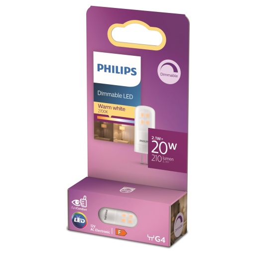 Arzator standard LED Philips, inlocuitor pentru halogen 20W, priza G4, lumina alba calda 2700K, reglabil