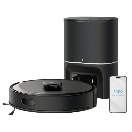 Aspirator robot Tapo RV30 Max Plus cu functie de stergere si statie de aspiratie automata, aspiratie ultra puternica de 5300Pa, navigatie duala LiDAR + IMU, control vocal Alexa si Google Assistant, APP