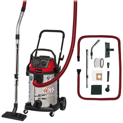 Aspirator umed/uscat Einhell TE-VC 2230 SACL (1.400 W, 220 mbar, raza de functionare de 8 m, filtru plisat HEPA incl. sistem de curatare a filtrului, recipient de 30 l, clasa de protectie impotriva prafului L, priza automata de 2.000 W)