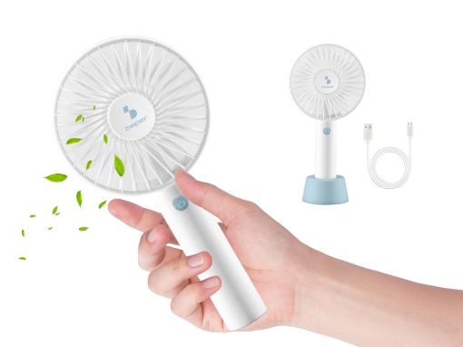 BEPER P206VEN401 Mini ventilator, portabil, reincarcabil, 3 setari de viteza, silentios, incl. suport si cablu USB, alb