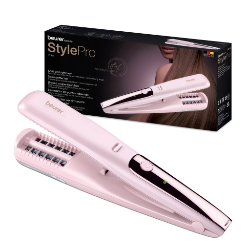 Beurer HT 22 Split End Remover, indeparteaza varfurile despicate si varfurile rupte rapid si eficient, fara pierderea lungimii pentru un par sanatos, cu afisaj LED, durata de viata a bateriei de 2 ore, roz