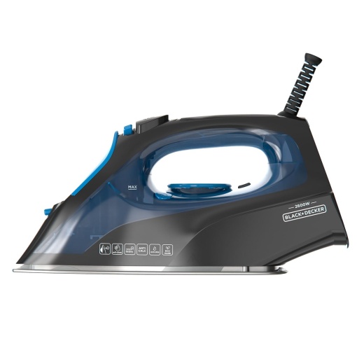 Black+Decker - Fier de calcat cu abur BXIR2605E | 2600W | 170g/min Explozie de abur | Abur continuu 40g/min | Talpa din otel inoxidabil | Sistem anticalcar si autocuratare | Eliminarea virusilor si bacteriilor