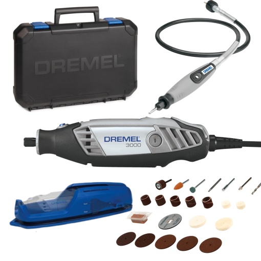 Dremel 3000 Unealta multifunctionala 130W, set de 1 atasament, 25 accesorii, viteza variabila 10.000-33.000 rpm pentru taiere, slefuire, gravare, lustruire, ascutire, curatare, sculptura