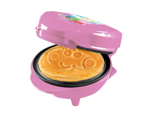 Fier de vafe Peppa Pig, mini fier de vafe in designul unic Peppa Pig, pentru petreceri de ziua copiilor, Paste si Craciun, incl. cos suspendat, dimensiune vafe: O 10cm, produs oficial licentiat, culoare: roz