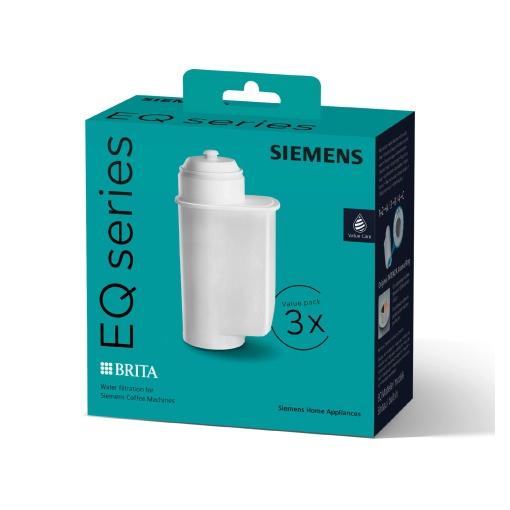Filtrul de apa Siemens BRITA Intenza TZ70033A, reduce continutul de calcar al apei, reduce substantele care afecteaza gustul, pentru aparatele de cafea complet automate ale EQ. Masini automate incorporate, albe, 3 bucati (1 pachet)