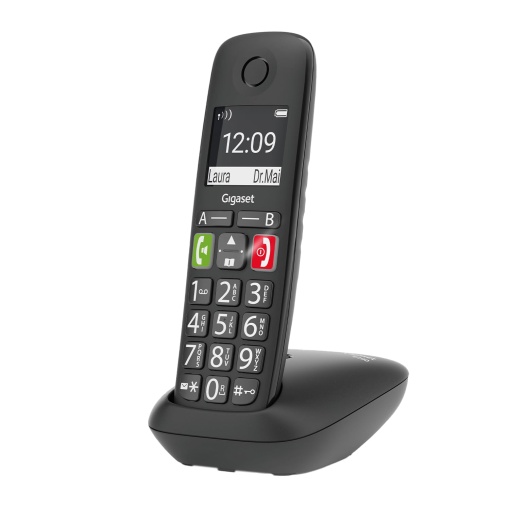 Gigaset E290 - Telefon fara fir pentru seniori fara robot telefonic cu butoane mari - Taste de selectare a destinatiei pentru numere importante, functie de amplificare pentru ascultare foarte tare, negru [versiunea germana]