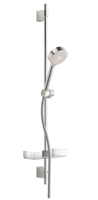 Hansa Set de bare de perete / set de dus Basicjet | + Tija de perete, set de montare, dus de mana, furtun, glisor, sapun | Tija 920 mm, diametru cap de dus: O 95 mm, 1 jet, furtun de dus: 1750 mm