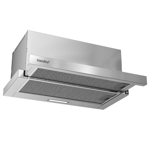 Hota cu ecran plat COMFEE CHL03M21S Hota extractoare de 60 cm aer de recirculare, debit de aer de 400 m3/h, hota extractoare integrata incorporata, argintiu