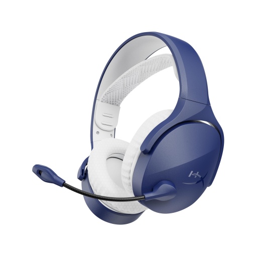 HyperX Cloud Jet - Casti de gaming fara fir duale, 2,4 GHz si Bluetooth, PC, Mac, PS5, PS4, mobil, driver de 40 mm, 25 de ore de viata a bateriei, microfon pivotant pentru a dezactiva sunetul, design usor, albastru