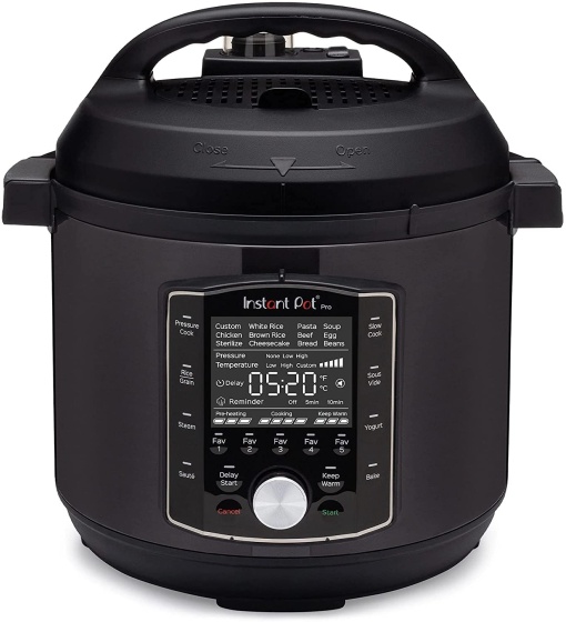 Instant Pot Pro 10-in-1 Electric Multicooker 1200W, 5.7L - Oala sub presiune, Aragaz lent, Aragaz de orez, Aburi, Tigaie, Sterilizator, Aparat de iaurt, Dispozitiv sous vide - Otel inoxidabil negru