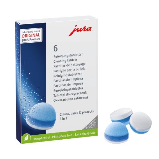 JURA original - Tablete de curatare in 3 faze pentru 6 curatari - Igiena certificata TUV - 6 bucati - 24225