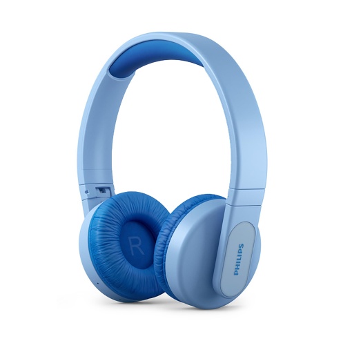 Philips TAK4206BL/00 Casti Bluetooth pentru copii fara fir, lumini LED colorate, aplicatie cu control parental si limita de volum de 85 dB, cu pernute moi pentru urechi, albastru, marime unica