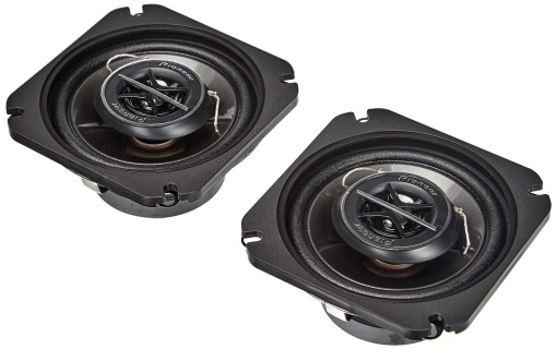 Pioneer TS-1002I 10 cm specific marcii. Set de difuzoare coaxiale cu 2 cai, 2 difuzoare (fiecare de 120 W max., sinus de 25 W), sunet puternic, eficienta ridicata, adancime de instalare de 43 mm, decupaj incastrat de 102 mm, cu grila