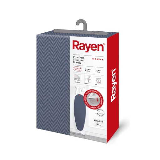 Rayen | Husa universala pentru masa de calcat | Husa elastica pentru masa de calcat | 4 straturi: spuma, tesatura 100% bumbac, calitate titan | Seria Premium XXL | Dimensiuni: 150 x 55 cm | Albastru inchis