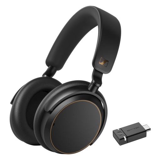 Sennheiser ACCENTUM Special Edition - Casti Bluetooth ACCENTUM si dongle Bluetooth BTD 600 - 50 de ore de viata a bateriei, tehnologie ANC hibrida, dongle cu adaptor USB-A/USB-C - Negru/Cupru