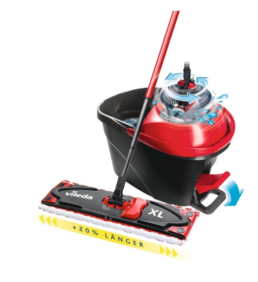 Set complet mop Vileda Ultramax Turbo XL Mop XL cu maner telescopic si capac din microfibra Cupa cu rotire si pedala electrica igiena fara aplecare -