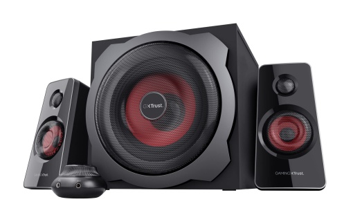 Sistem de difuzoare pentru jocuri Trust Gaming GXT 38 2.1 cu subwoofer (pentru tableta smartphone/PC, 120 wati), 19023, negru/rosu