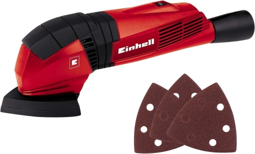 Slefuitor delta Einhell TC-DS 19 (190W, 20000 1/min rata de vibratii, maner ergonomic moale, Extreme Fix, adaptor de aspirare a prafului, incl. 3 bucati de smirghel), rosu