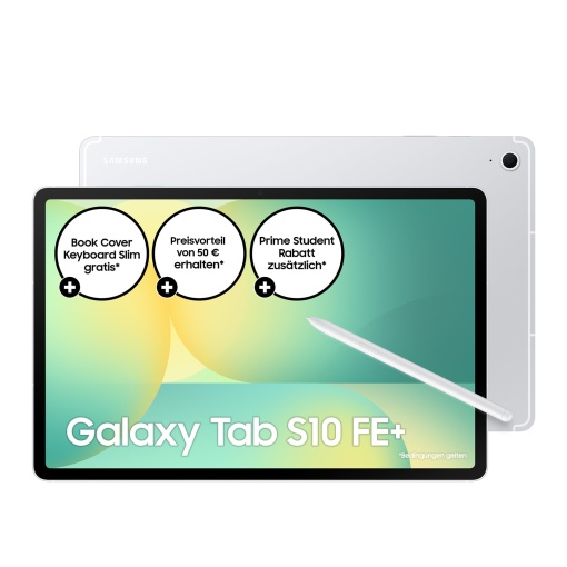 Tableta Samsung Galaxy S10 FE+ AI, tableta Android, 256 GB spatiu de stocare, 12 GB RAM, ecran de 33,28 cm/13,1", incl. S Pen, Wi-Fi, durata lunga de viata a bateriei, argintiu, 36 de luni garantie producator [exclusiv Amazon]