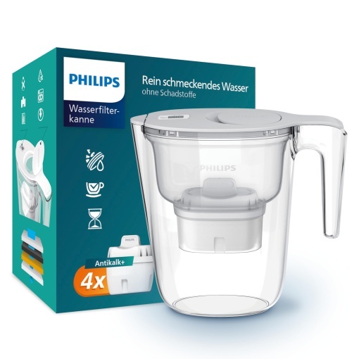 Ulcior filtrant pentru apa si apa Philips 4 cartuse filtrante de schimb anti-calcar Temporizatorul electronic cu flux rapid reduce duritatea apei cu p