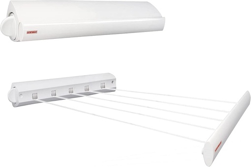 Uscator de perete Leifheit Rollfix 210 Longline, franghie de rufe de 21 m pentru 2 incarcaturi de masina de spalat, suport de uscare extensibil, uscator cu economie de spatiu, suport de rufe montat pe perete, uscator de rufe pentru perete,