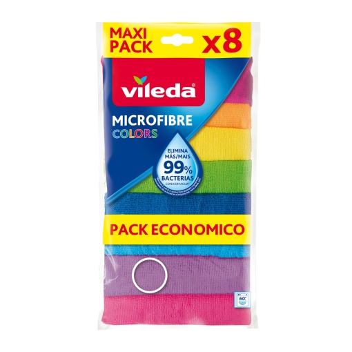 Vileda Prosoape din microfibra Culori, Multipack Multipack de microfibre, 30 x 30 cm, Multicolor pentru diferentierea zonelor de aplicare, 8+1 gratuit