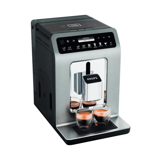 Aparat de cafea complet automat Krups Evidence Plus cu tub de lapte, 19 bauturi, functie de 2 cani, afisaj color, aparat de cafea, sigiliu TUV, argintiu, EA894T10