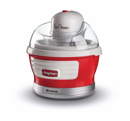 Aparat de inghetata Ariete Party Time 643, aparat de inghetata, spatula de amestecare, aparat de inghetata cu capac pentru adaugarea ingredientelor, timp de preparare 30 de minute, capacitate 1,5 l, 12W, rosu