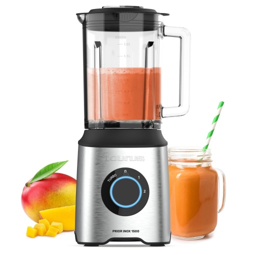 Blender Taurus Prior Inox 1500W 2 Viteze Turbo 2L Sticla