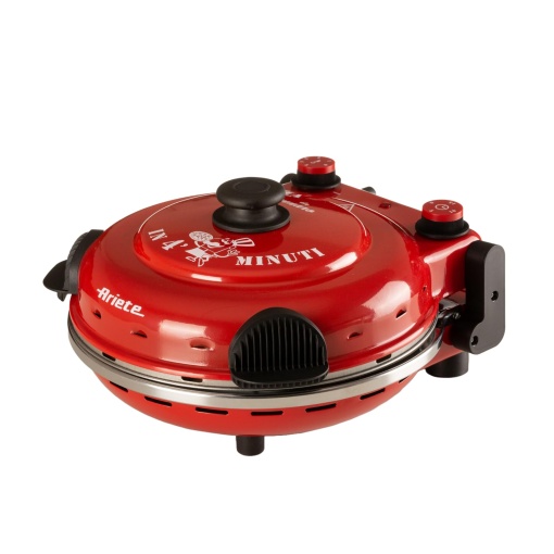 Cuptor pentru pizza Ariete 919, Pizza in 4 minute, Cuptor pentru pizza cu 5 setari de gatit, Placa refractara de reincalzire, Placa de lemn inclusa, Temperatura maxima 400degC, 1200W, Rosu